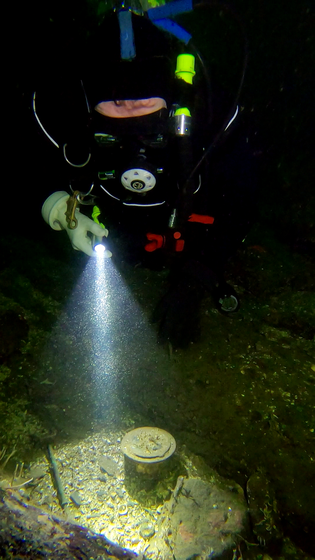 Paul Spencer with Navigation Compass In Situ — Wreck Site